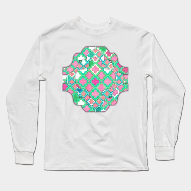 Girly Moroccan Lattice Pattern Long Sleeve T-Shirt by micklyn